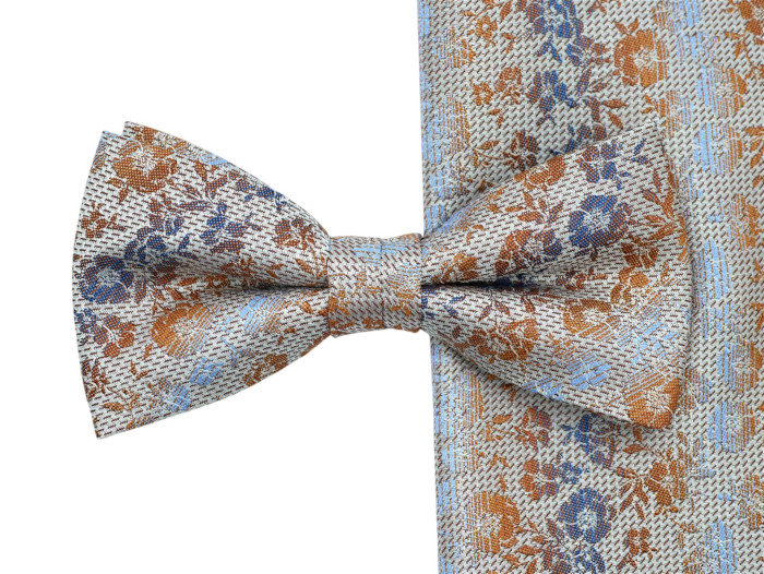 Seiden Schleife mit Tuch in braun/beige/bleu