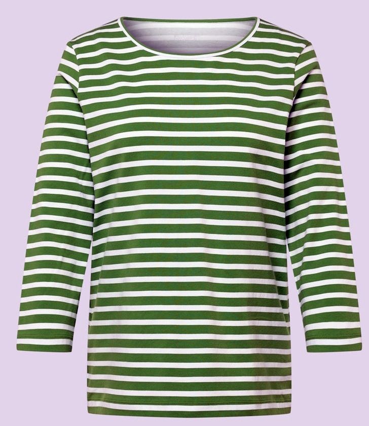 Ringelshirt in farn/ecrue mit 3/4 Arm