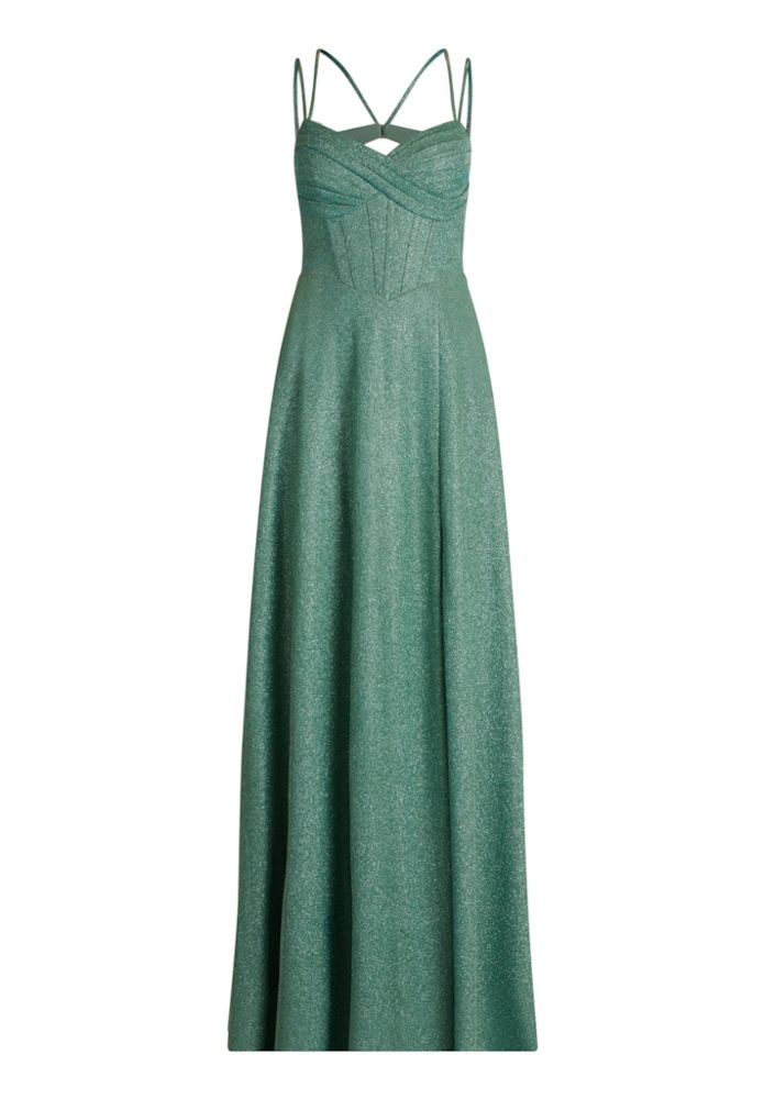 Langes Abendkleid in Mint/Silver