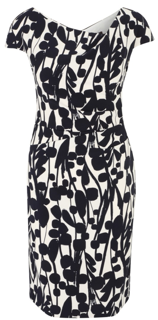 Mittellanges Kleid mit Druck in cream dark-blue