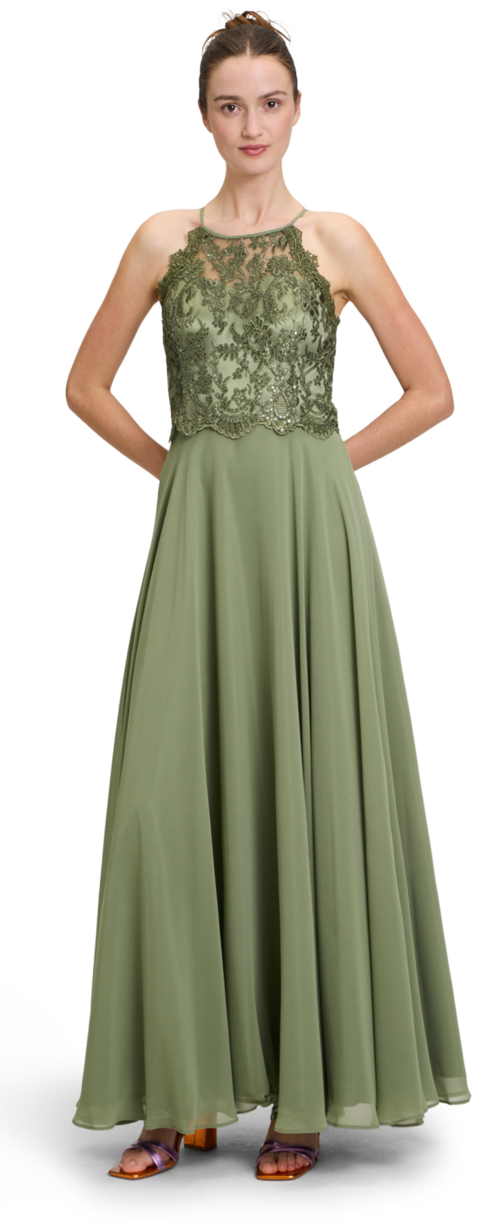 Langes Ballkleid in autum green