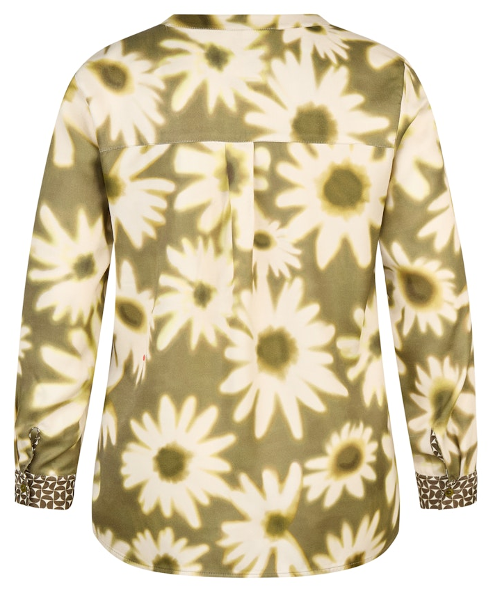Blusenshirt in mehrfarbig mit oliv gemustert