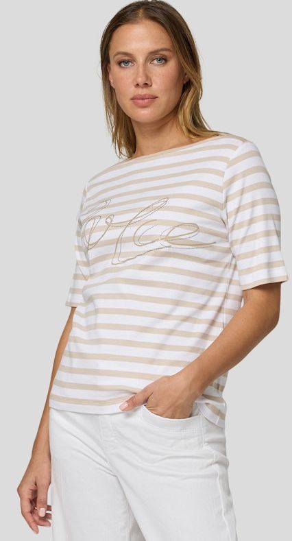 1/2 Arm Shirt geringelt mit Print und etwas Glanz