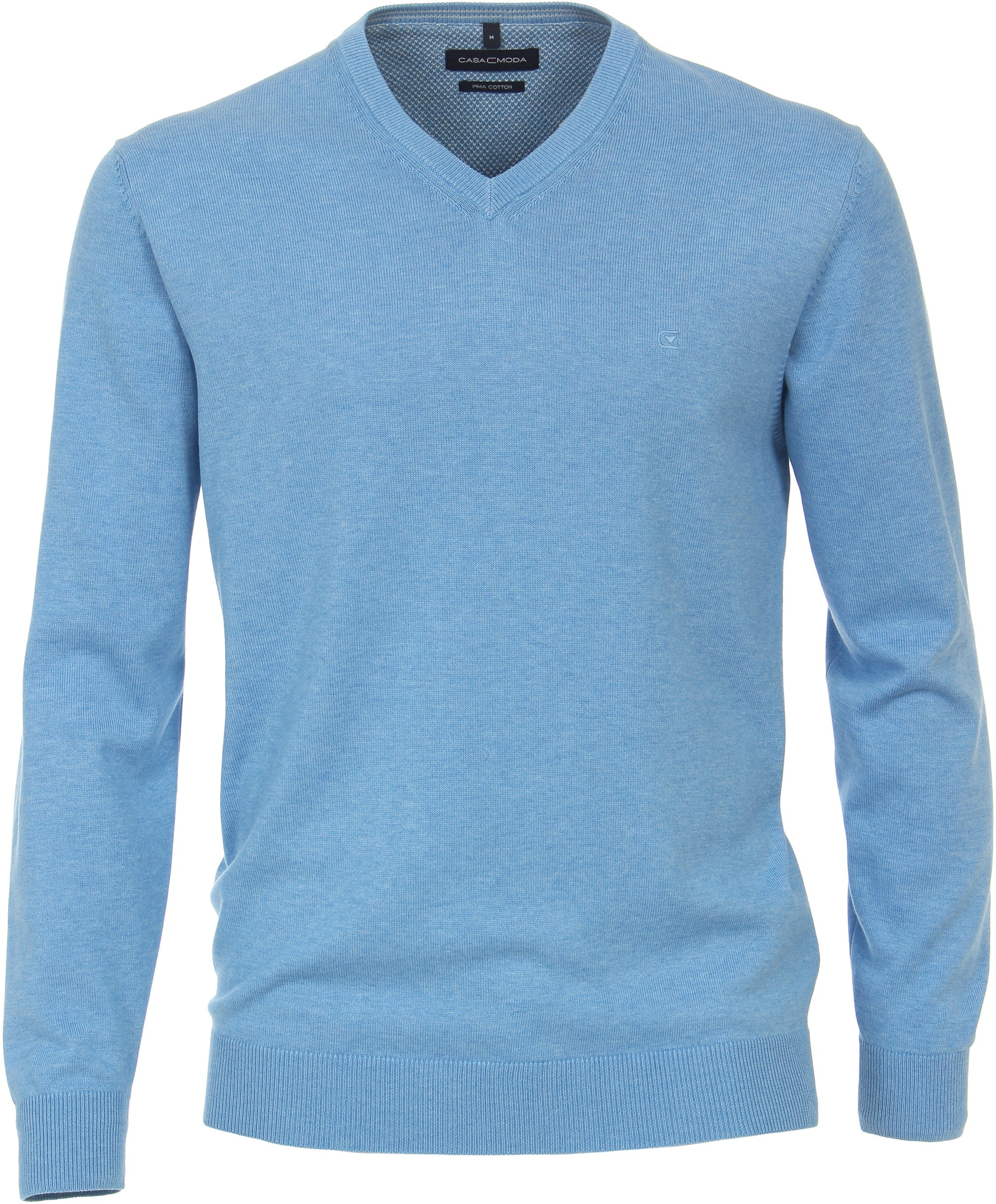 Pullover mit V-Ausschnitt in hell blau meliert