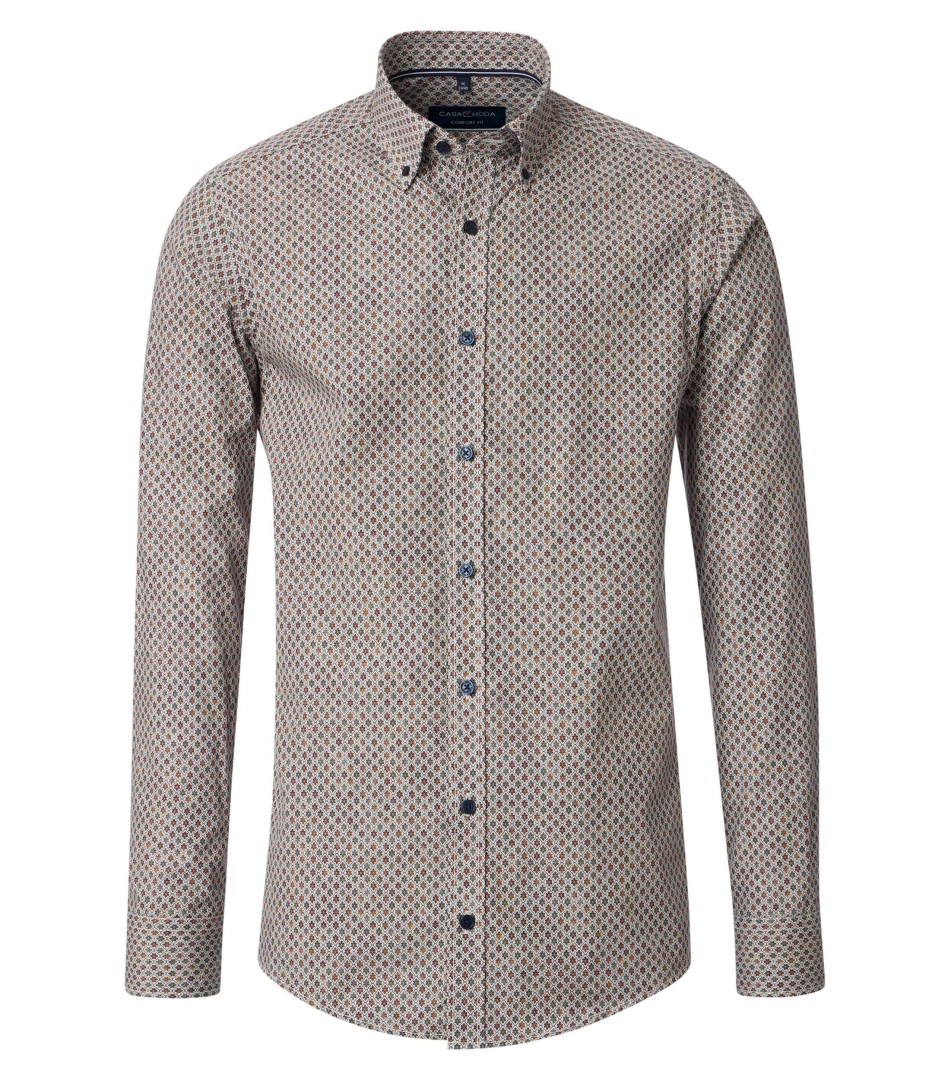 1/1 Arm Freizeithemd im Minimal-Print mit Braun