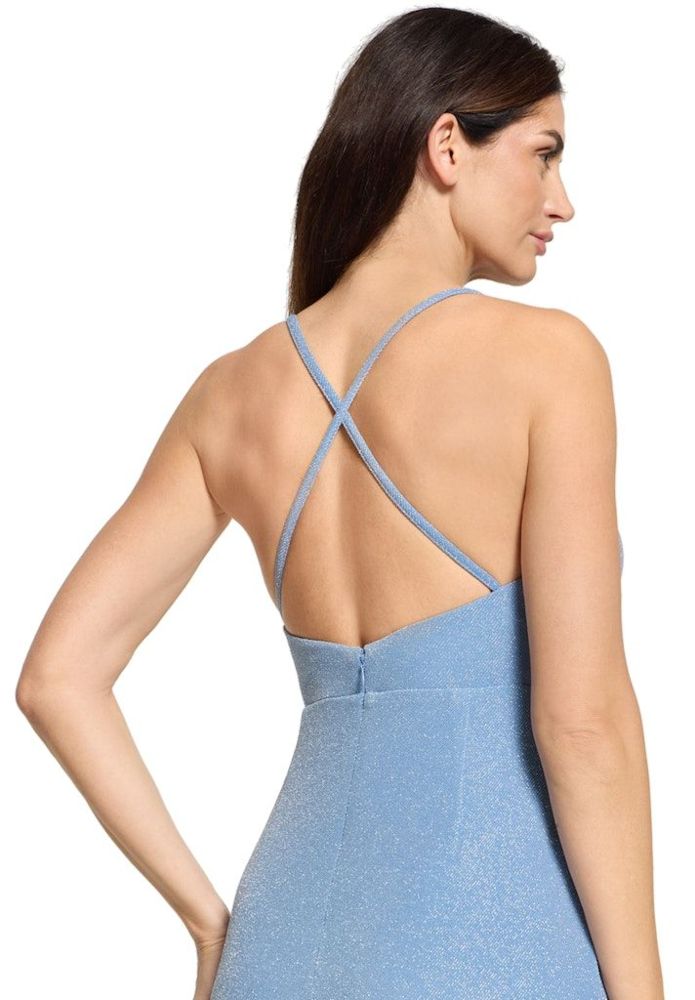 Langes Abendkleid in Blue-Silver