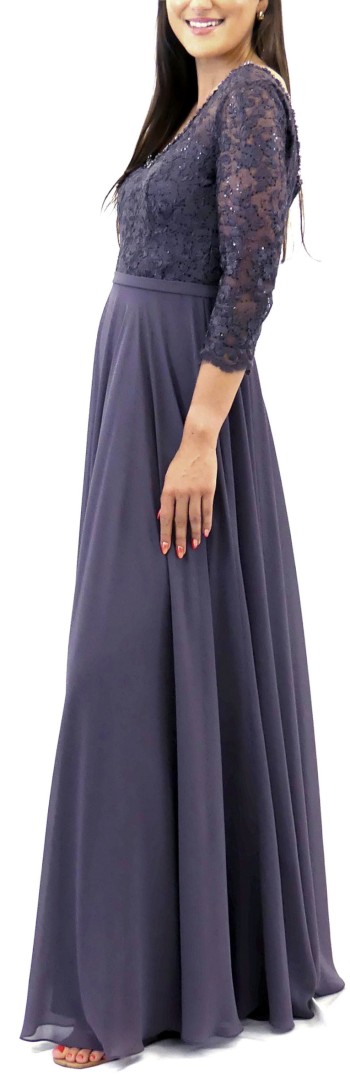 Langes Ballkleid in mink grau