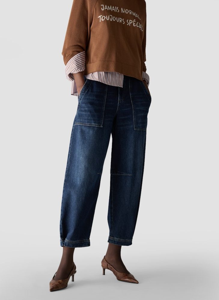 O-Jeans in denimblau mit weitem Bein