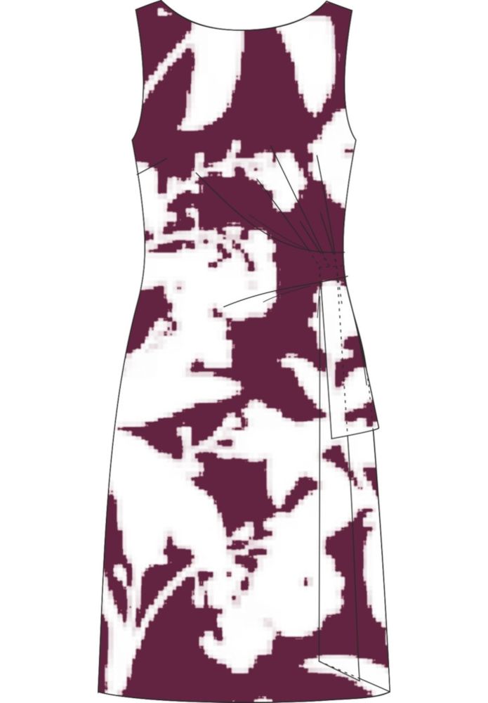 Mittellanges Kleid mit Druck in Dark Red/White