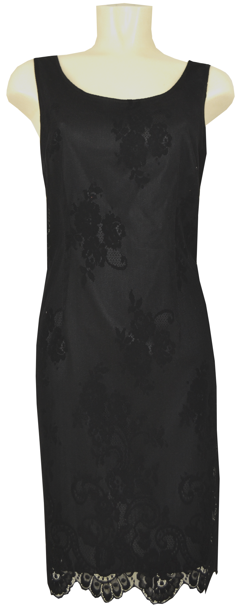 Mittellanges Spitzenkleid in schwarz-schwarz