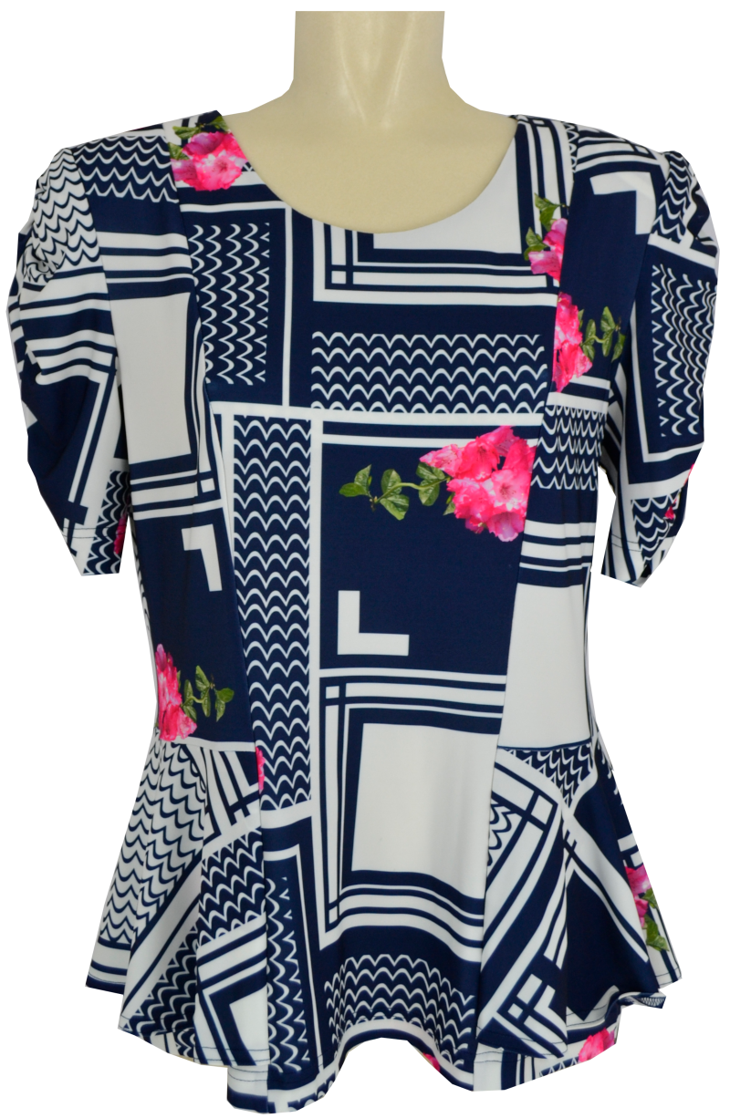 Shirt in allover mehrfarbig gemustert mit marine blau