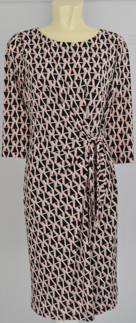 Mittellanges Jersey Kleid in rose-schwarz gemustert
