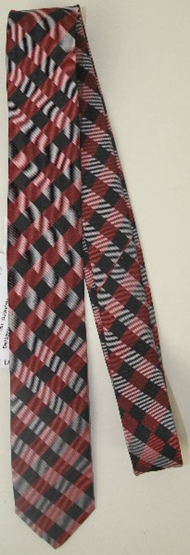Krawatte Reine Seide in Rot-Grau kariert