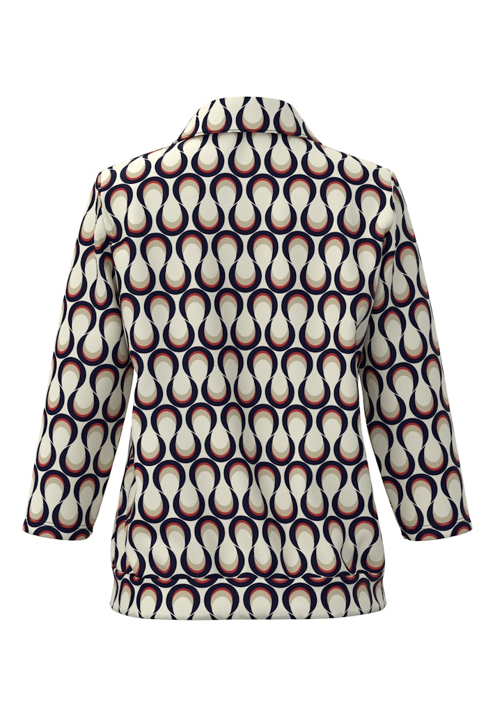 3/4 Arm Polo-Shirt in mehrfarbig gemustert mit Merlot