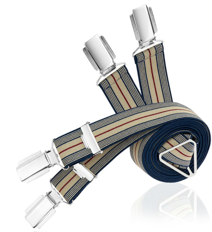 Hosenträger in marine-beige gemustert