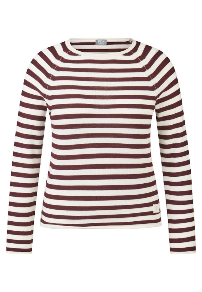 Leichter Pulli in merlot-ecrue geringelt