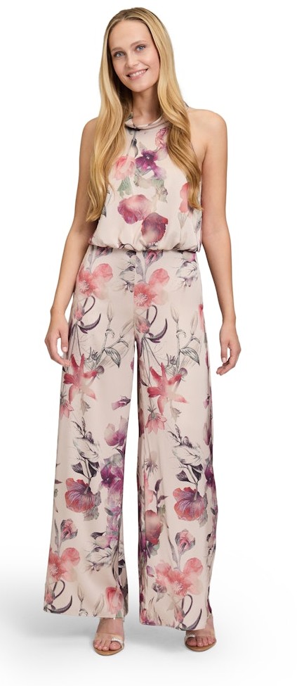 Overall in floral gemustert mit cream/dark red