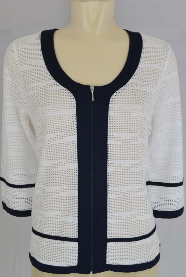 Jersey Jacke in marine-weiß