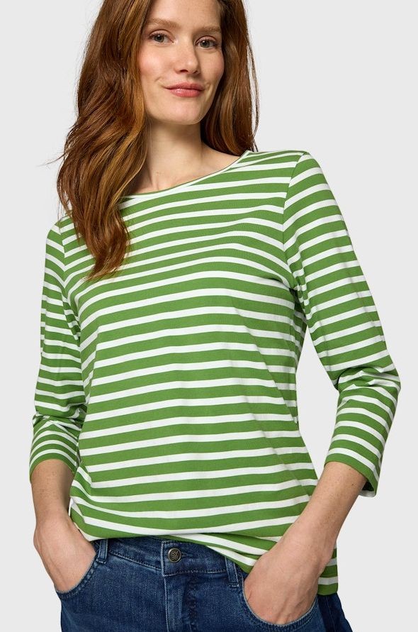 Ringelshirt in farn/ecrue mit 3/4 Arm