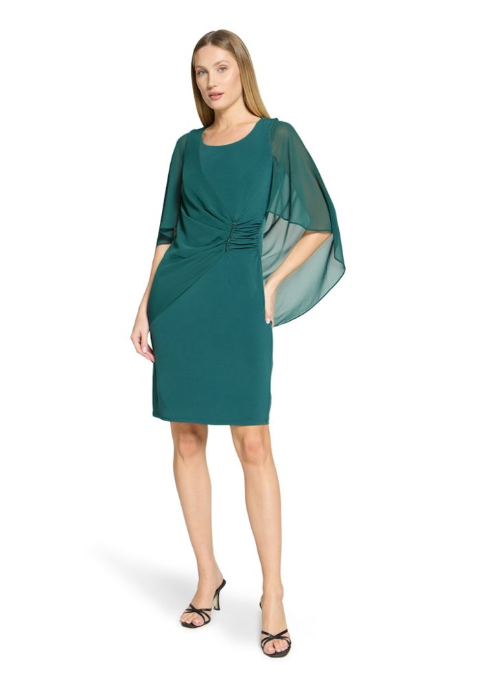Mittellanges Kleid mit Volant in dark emerald