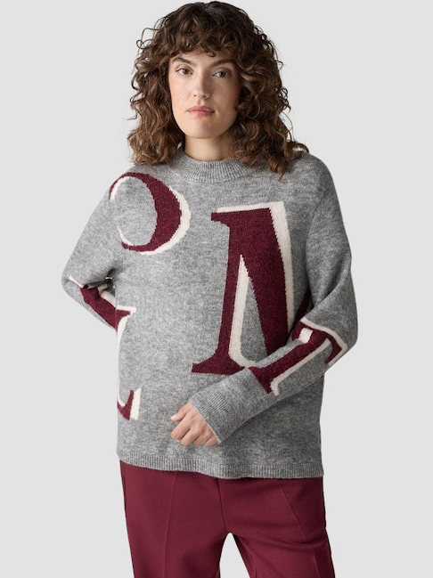 Pullover in Steingrau mit Muster