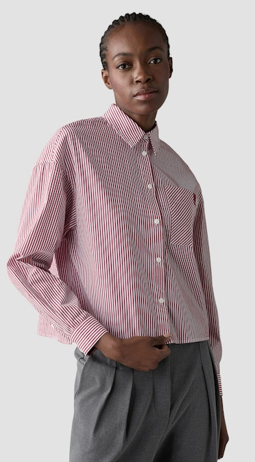 Bluse in Bordeaux mit Streifen