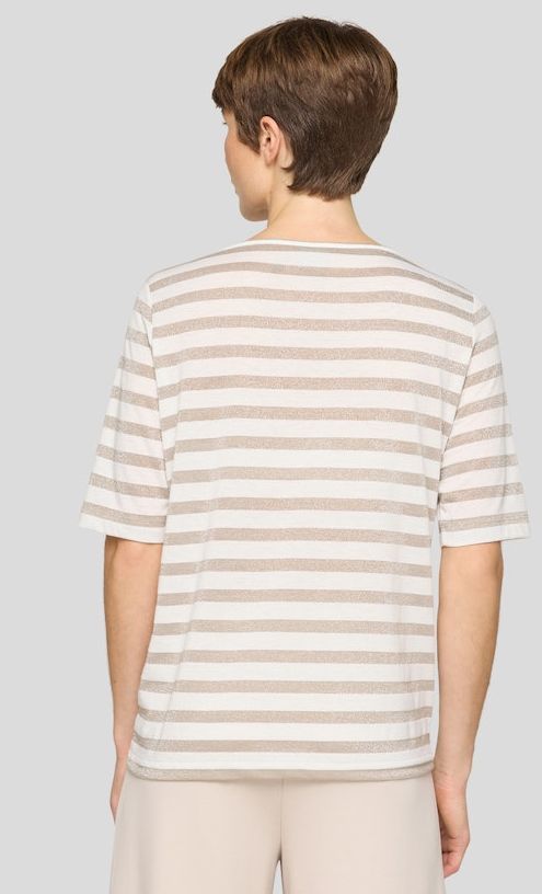 1/2 Arm Shirt geringelt mit Print und Glanz