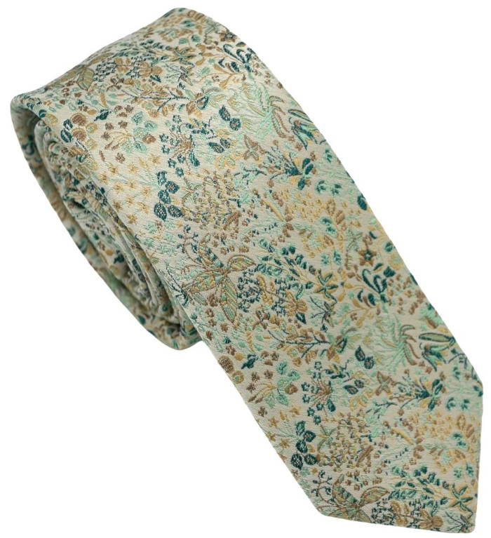 Seiden Krawatte in grün-blau-beige floral