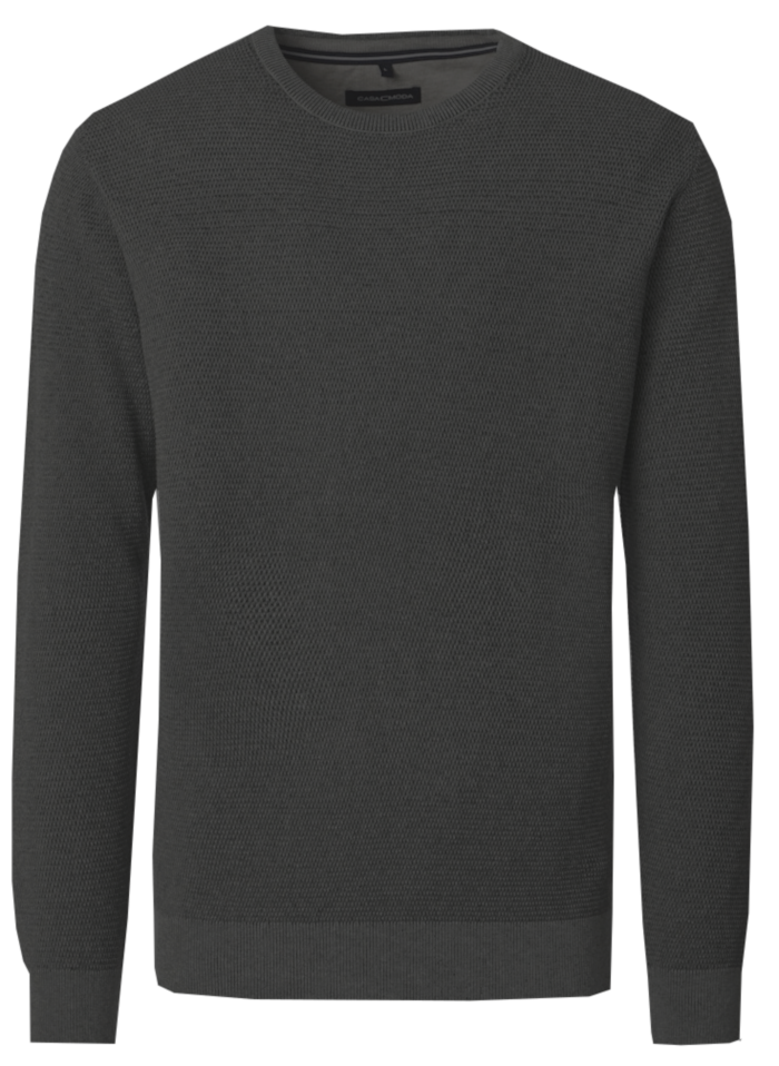 Pullover mit Rundhals in anthrazit meliert