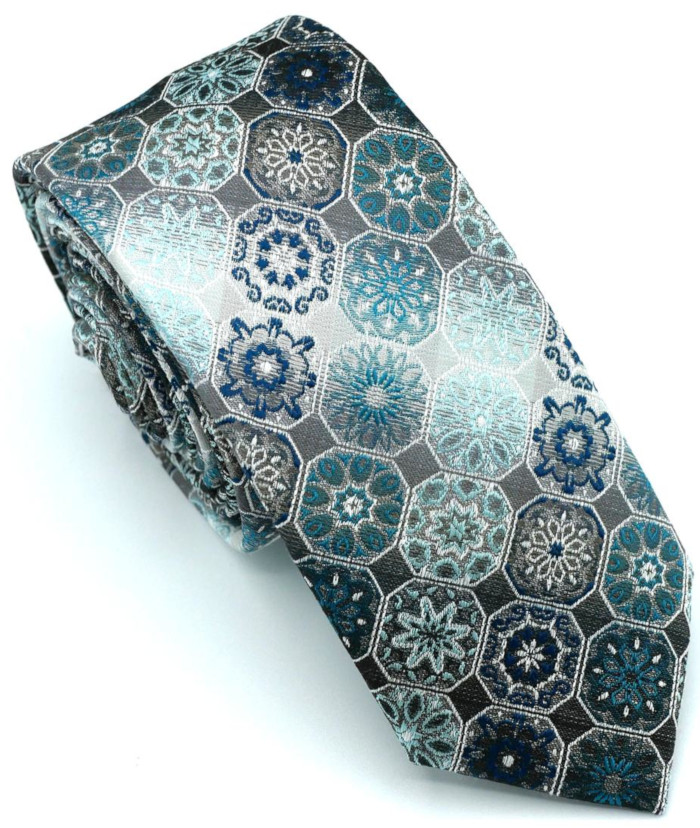 Krawatte in brün-blau-petrol