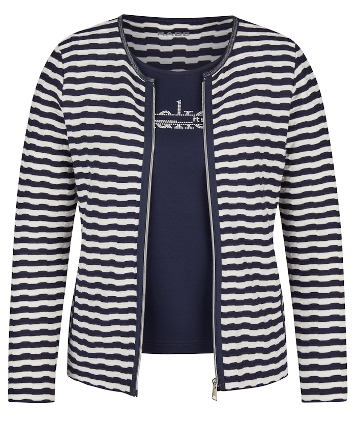 1/1 Arm Twin-Set in blau/weiß