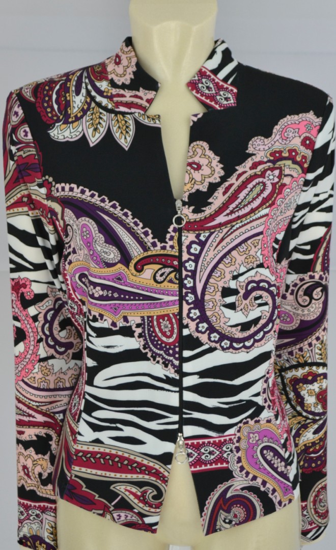 Blazer Jacke in schwarz-granatapfel gemustert