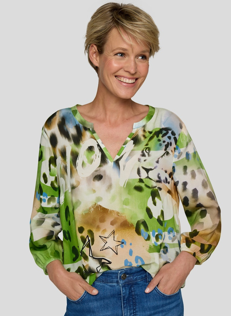 3/4 Arm Blusen-Shirt in mehrfarbig gemustert