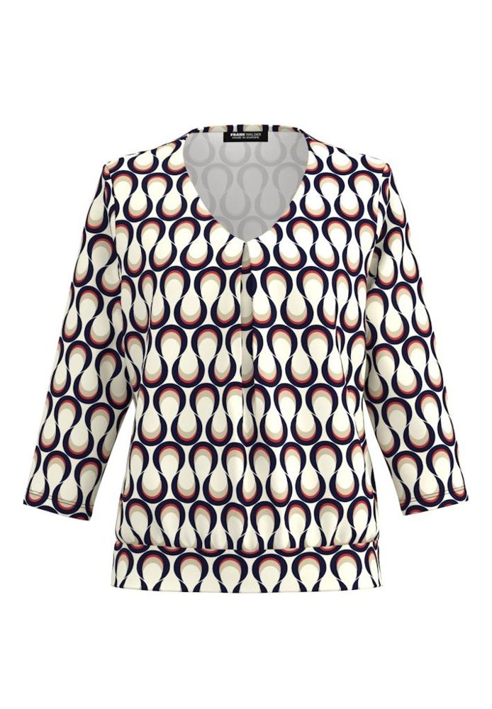 3/4 Arm Blusen-Shirt in mehrfarbig gemustert mit Merlot