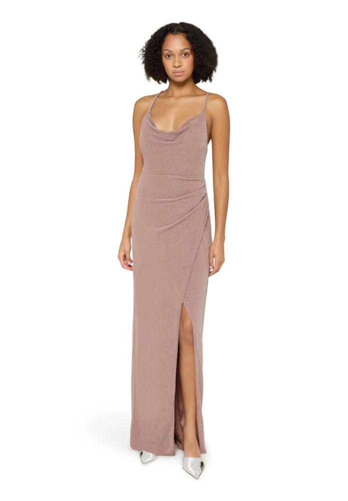 Langes Abendkleid in Taupe/Grey