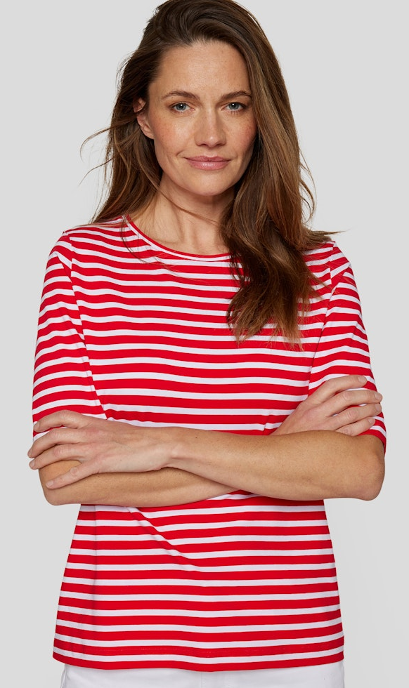 1/2 Shirt in rot-weiß geringelt
