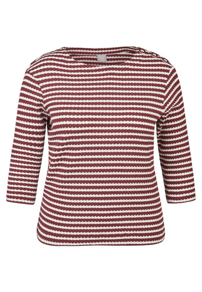 Leichter Pulli in merlot-ecrue geringelt