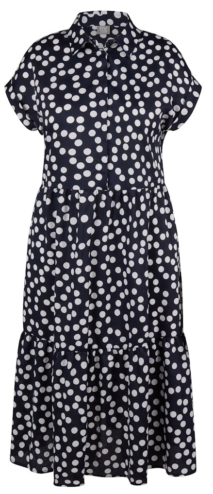 Sommerliches Kleid in weiß-blau mit Pünktchen Druck