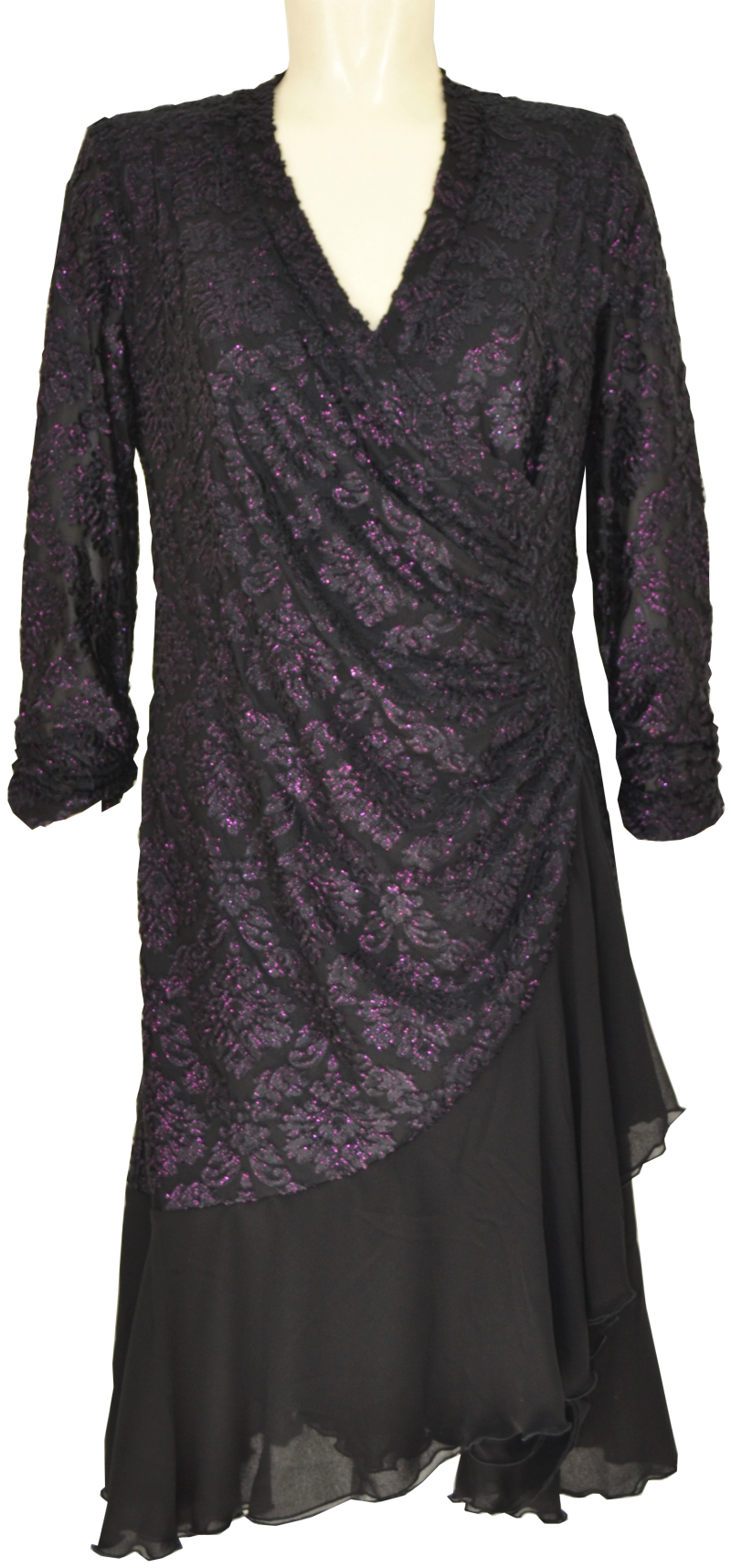 B22058-W381 Ballkleid in schwarz-lila mit Glanz