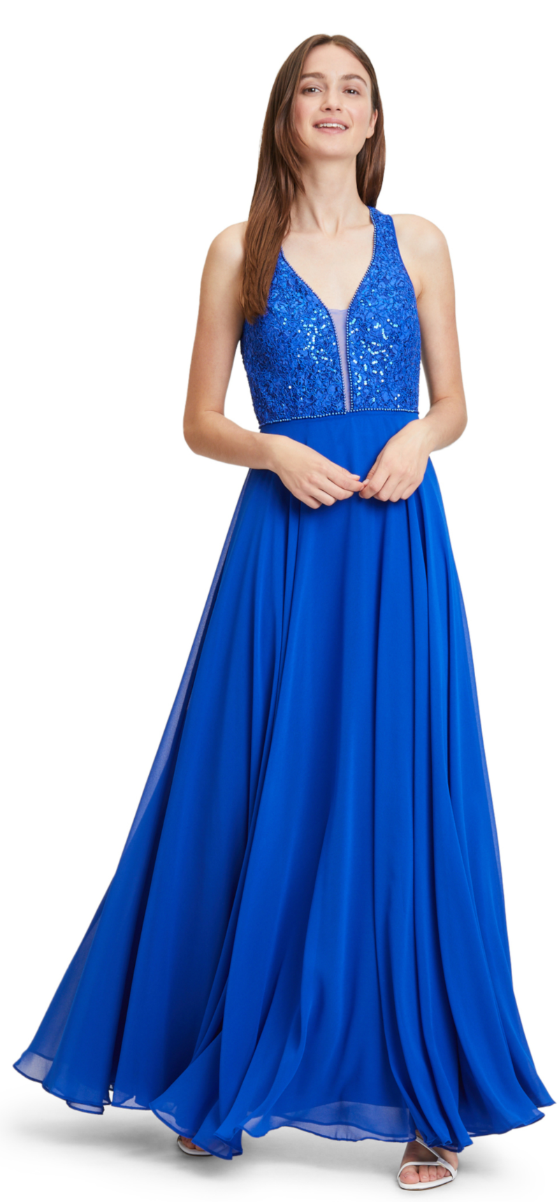 Langes Ballkleid in jewel blue
