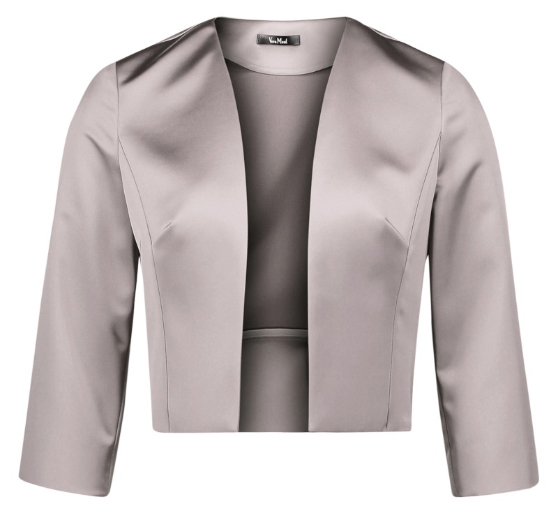 Bolero-Jacke aus Stretch Satin in smoky taupe