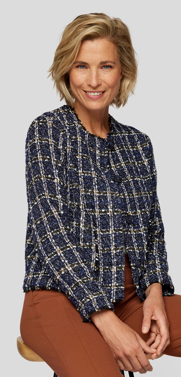 53-214020-3374vs Blazer-Jacke mit dezentem Karo in mehrfarbig gemustert
