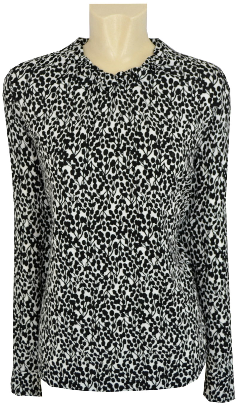1/1 Arm Blusen Shirt in schwarz-weiß gemustert
