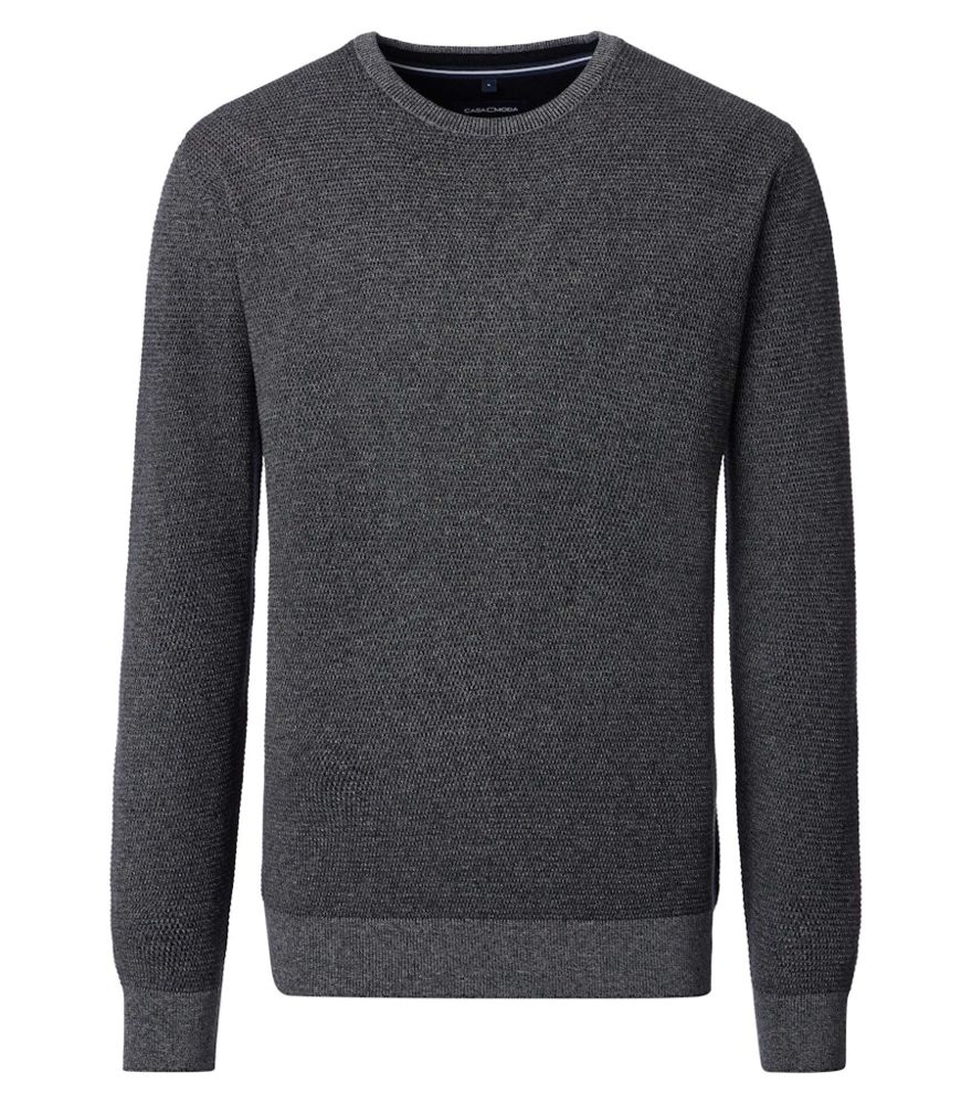 Pullover mit Rundhals in Anthrazit meliert