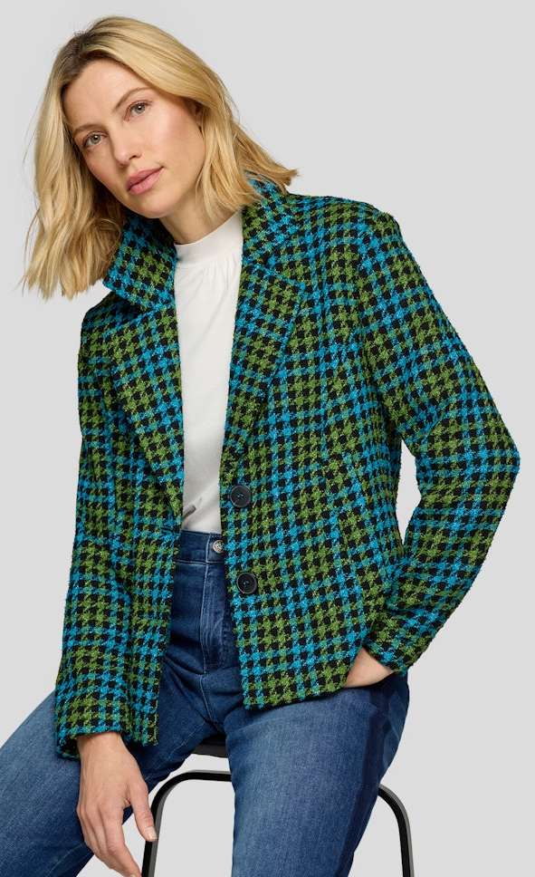 Leichte Blazer-Jacke in petrol-grün kariert Leichte Blazer-Jacke in petrol-grün kariert