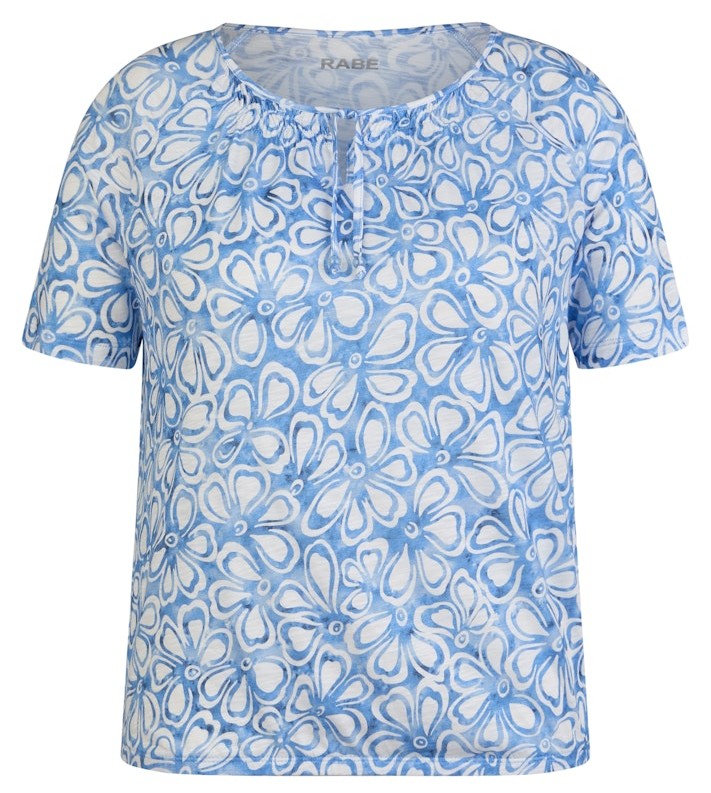 1/2 Blusenshirt in weiß-bleu