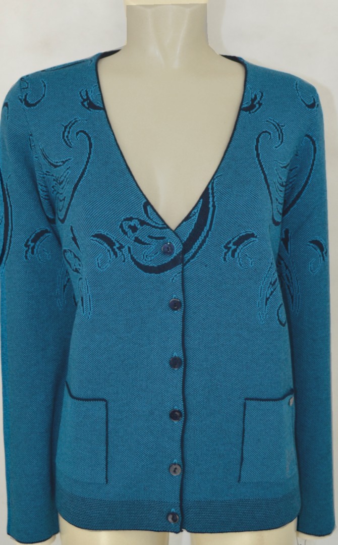 Strickjacke in turquoise gemustert