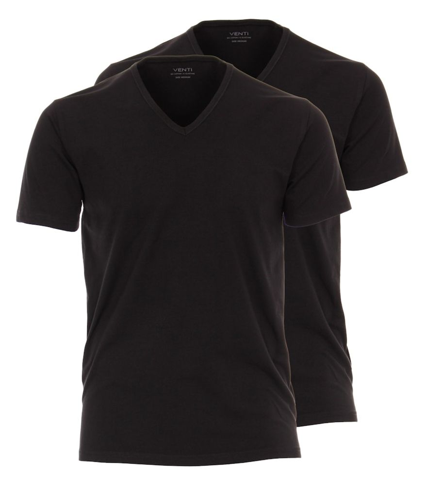T-Shirt in schwarz als Doppelpack mit V-Ausschnitt
