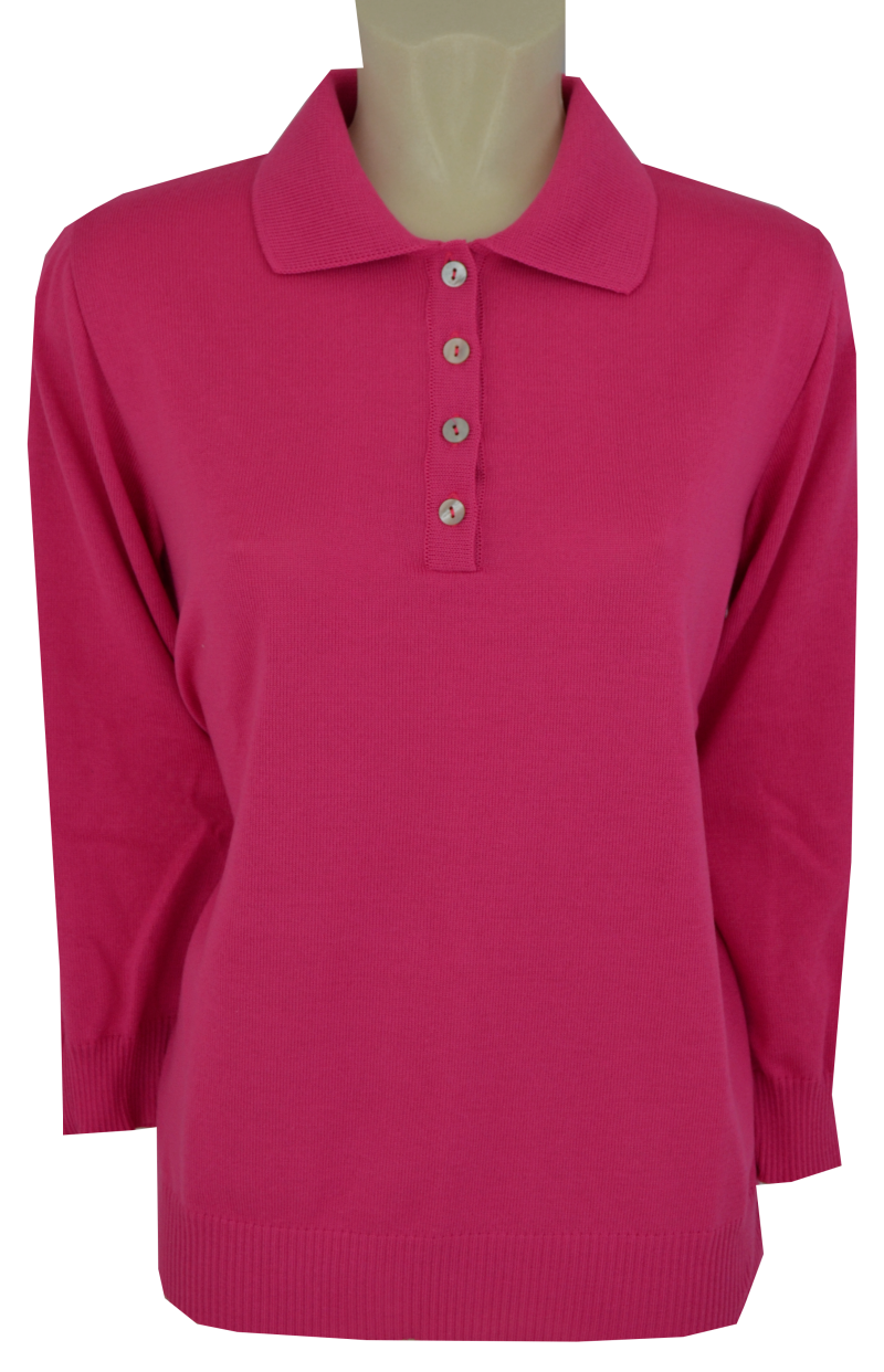 Pullover mit Kragen in magenta