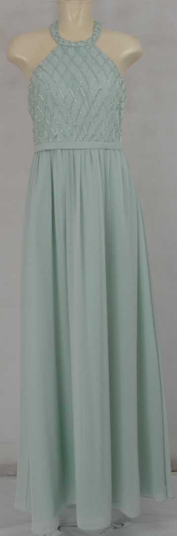 Langes Chiffon Ballkleid in chalk green